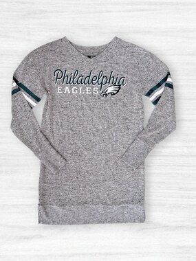 Philadelphia Eagles Womens Lounge Dress Tunic Sweatshirt Gray NFL Knit Top S
